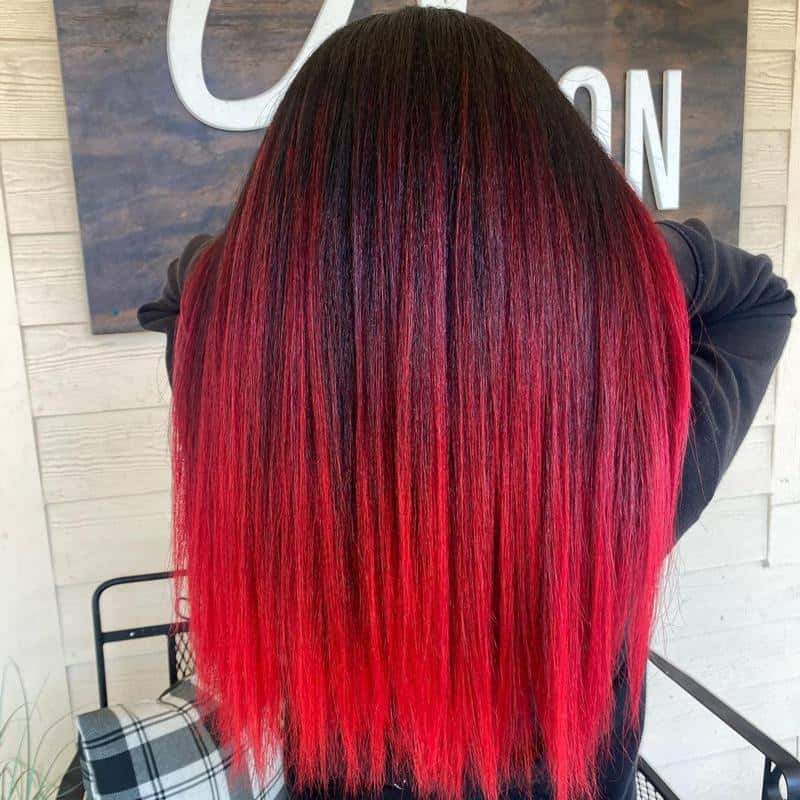 Neon Red Ombre Hair 2