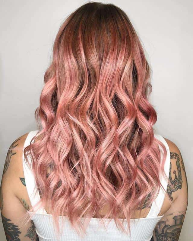 Red Highlights on Brown Hair: 40+ Most Trendy Ideas to Try Out 34 Peach Pink Hairstyle
