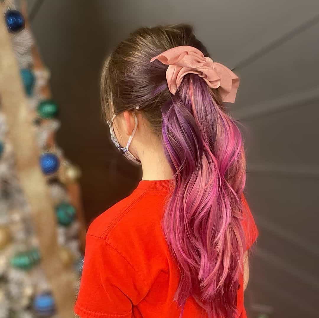 Purple & Lilac Messy Ponytail Hairstyles
