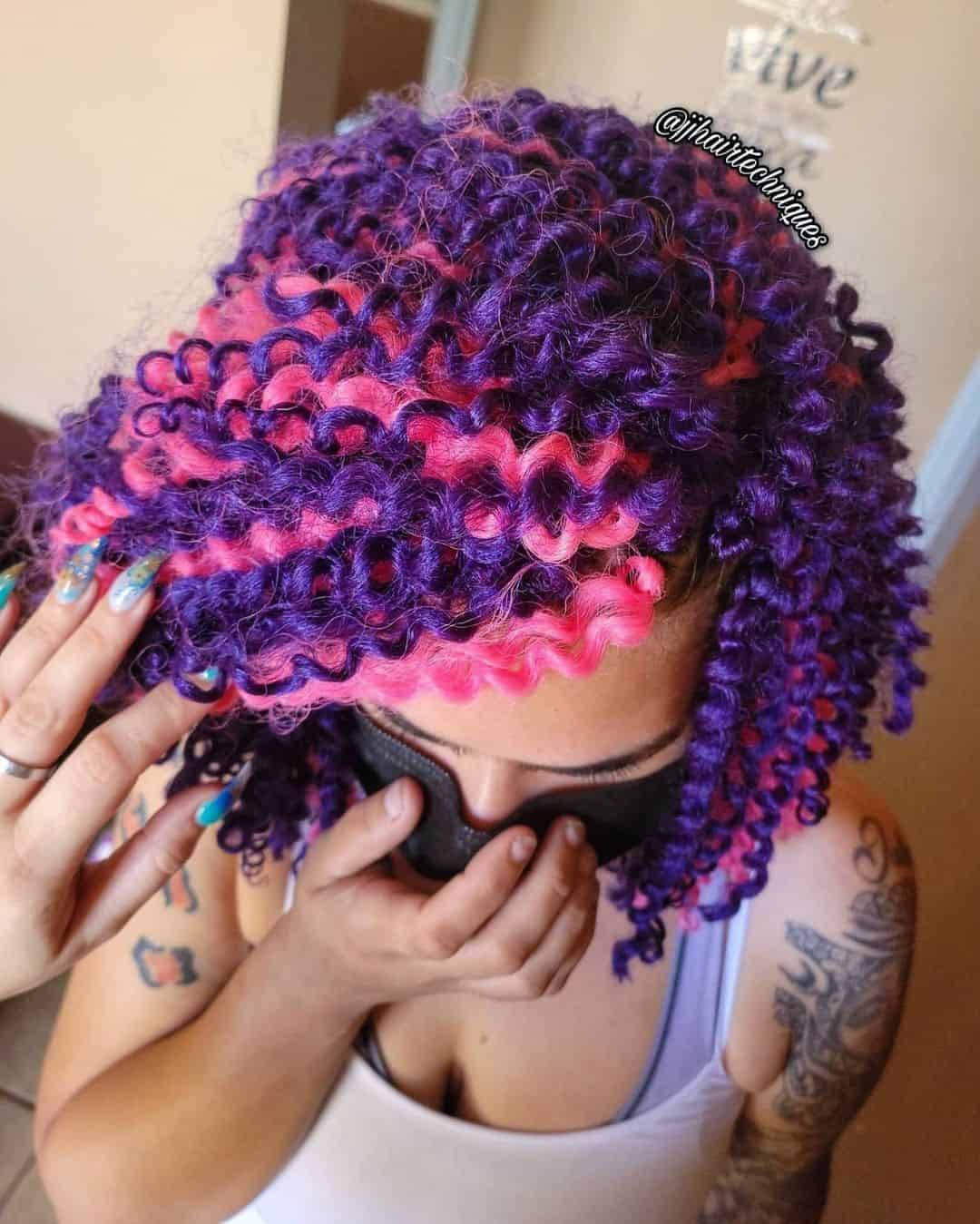 Top 30 Gorgeous Crocheting HairStyles (Short, Medium And Long Hair) 12 Purple & Pink Crochet Hair