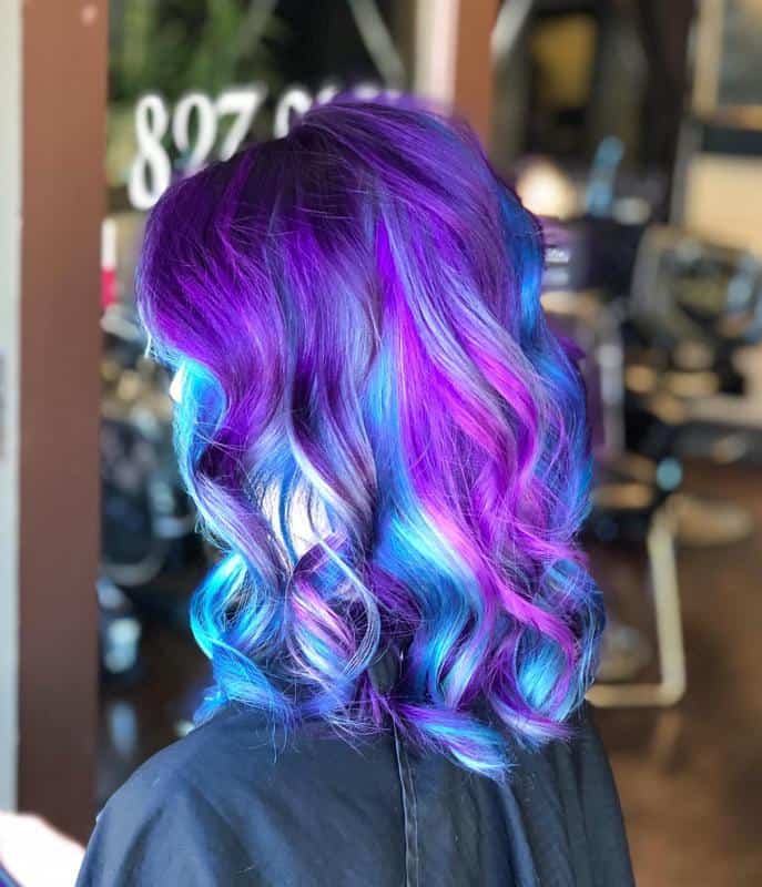 30+ Popular and Eye-Catching Purple and Blue Combination Hairstyles 9 Purple Rainbow Hairstyle