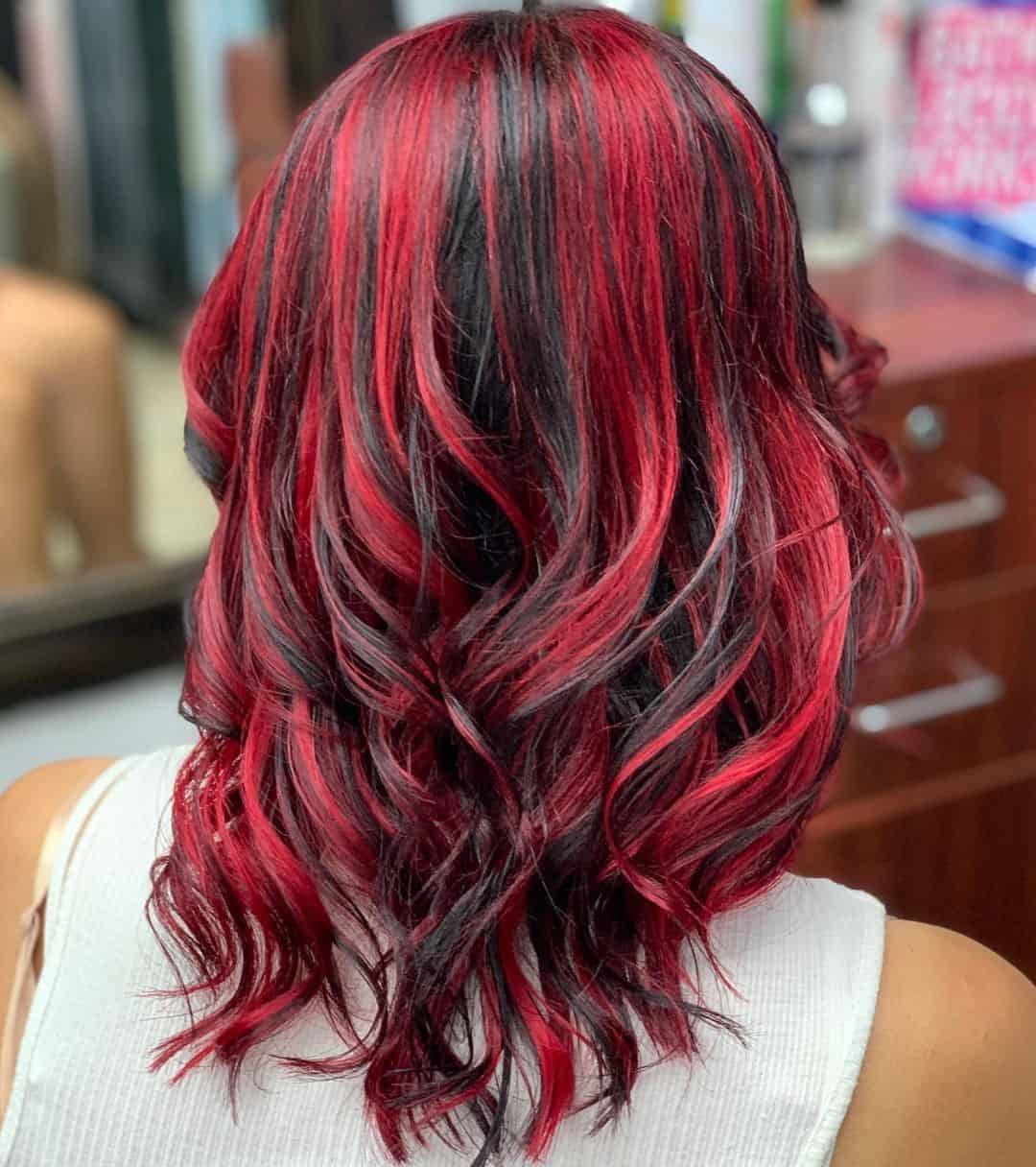 Top 30 Red Highlights On Black Hair Ideas (2022 Updated) - Tattooed Martha