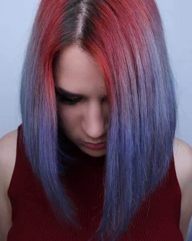 30+ Popular and Eye-Catching Purple and Blue Combination Hairstyles 36 Red-Blue Short Hair