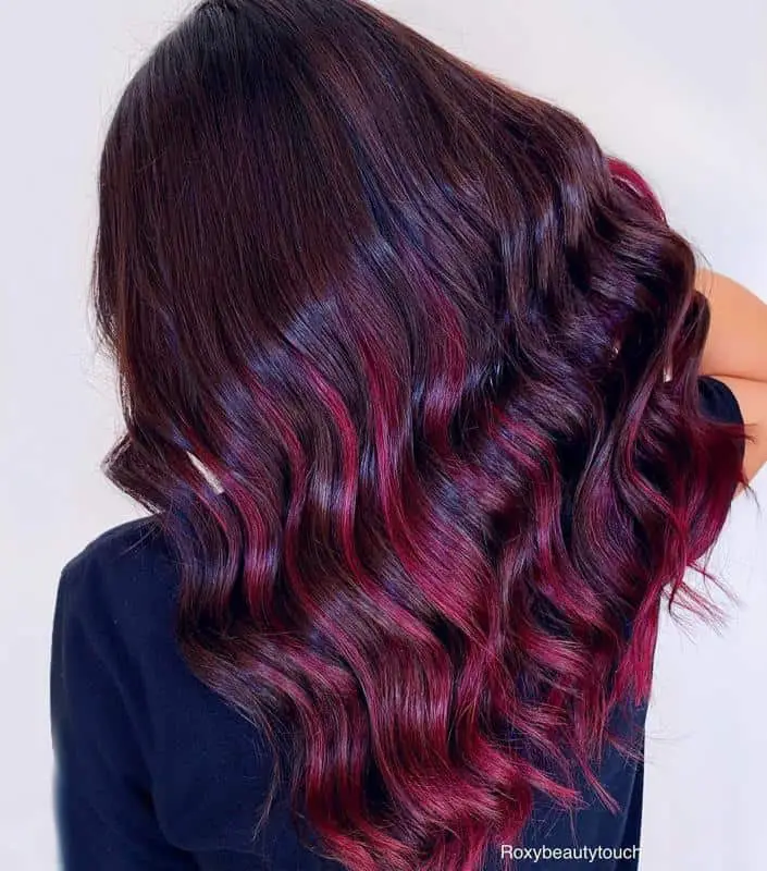 Red highlights on brown hair 1