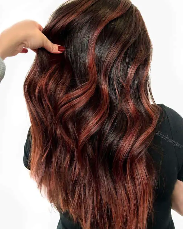 Red highlights on brown hair 2