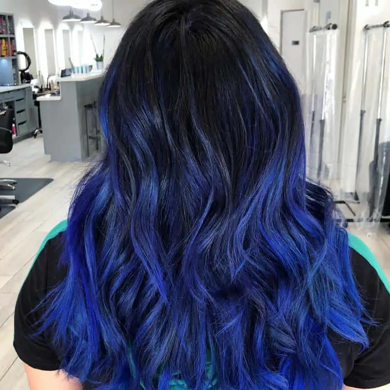 30+ Popular and Eye-Catching Purple and Blue Combination Hairstyles 34 Royal Blue Balayage