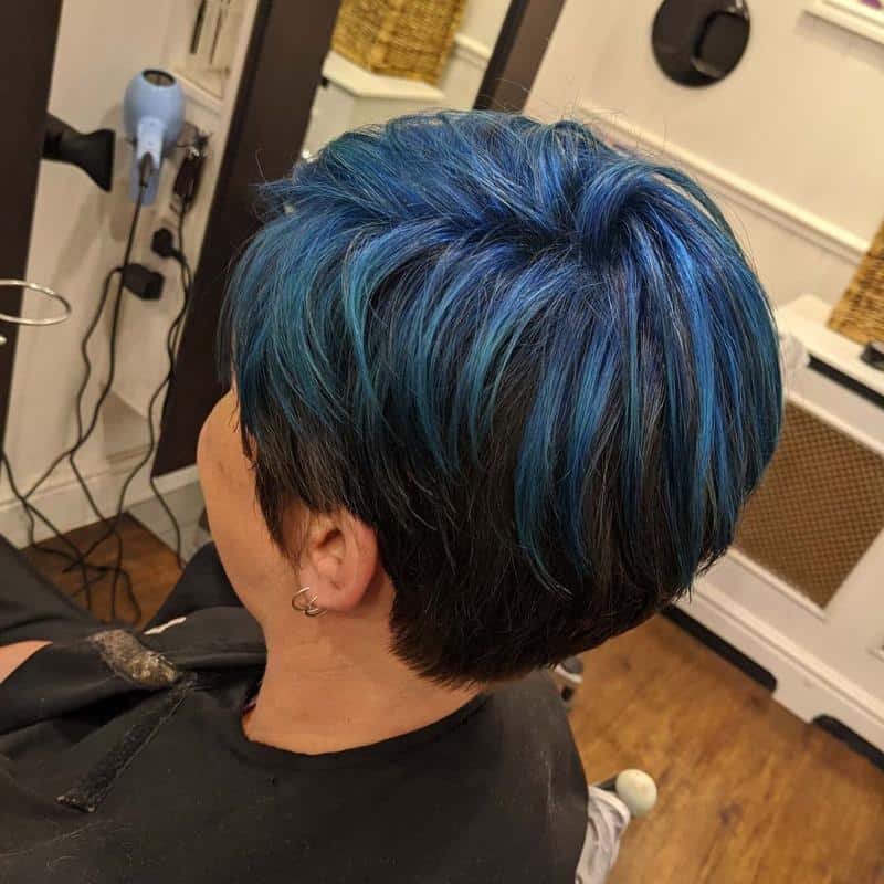 Short Blue Highlights On Black Hair 3