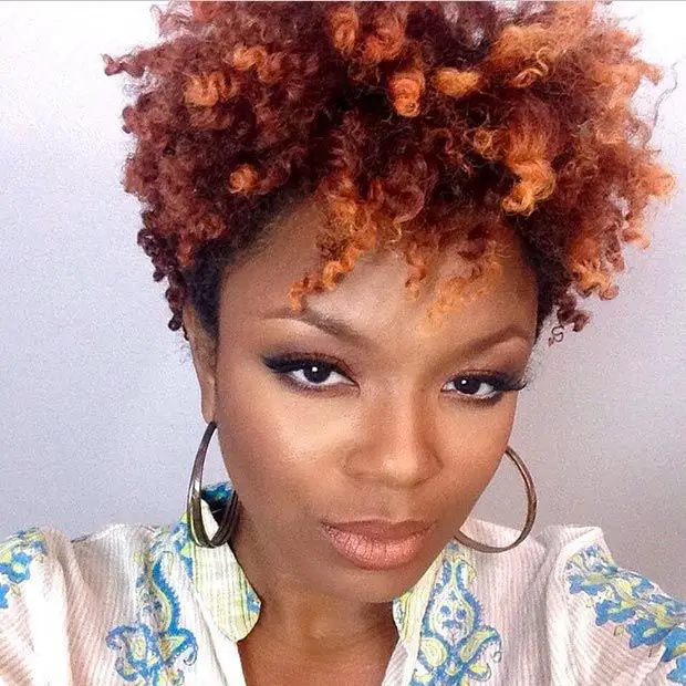 50+ Short Hairstyles For Black Women: 2022 Favorite Looks 32 Short Curled Hairstyle with Copper Highlights 3