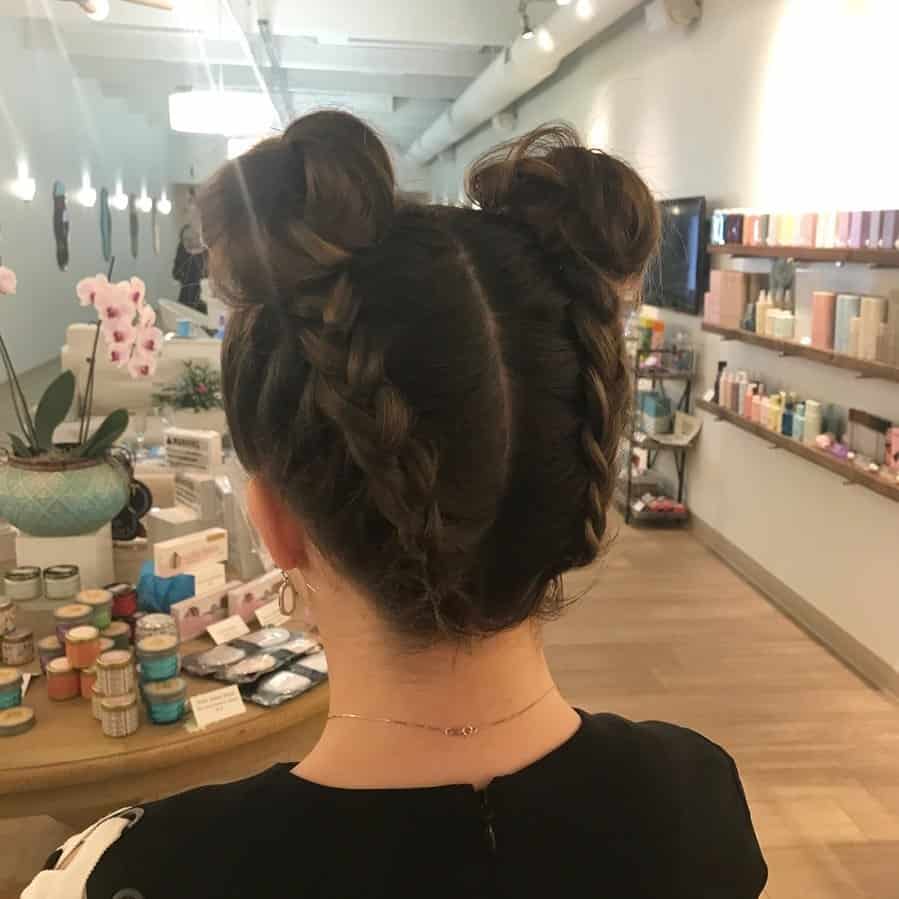 Short Updo Twisted Space Bun Look 