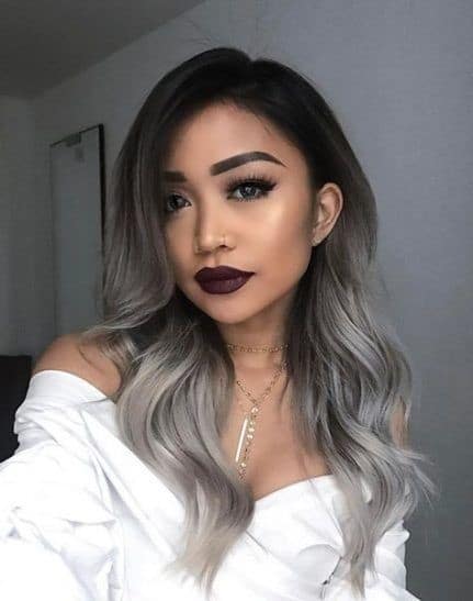 30+ Gorgeous Grey and Silver Highlights on Black Hair (2023 Update) 18 Silver Ombre on Black Hair