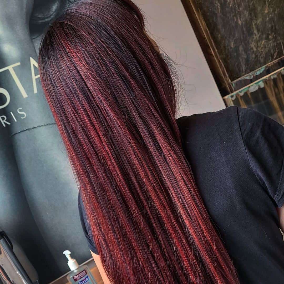 Top 30 Red Highlights On Black Hair Ideas (2022 Updated) - Tattooed Martha