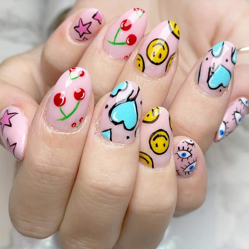 100+ Best Cute Nail Ideas for Kids (2023 Update) 86 Smiley Faces Nails for Kids 3