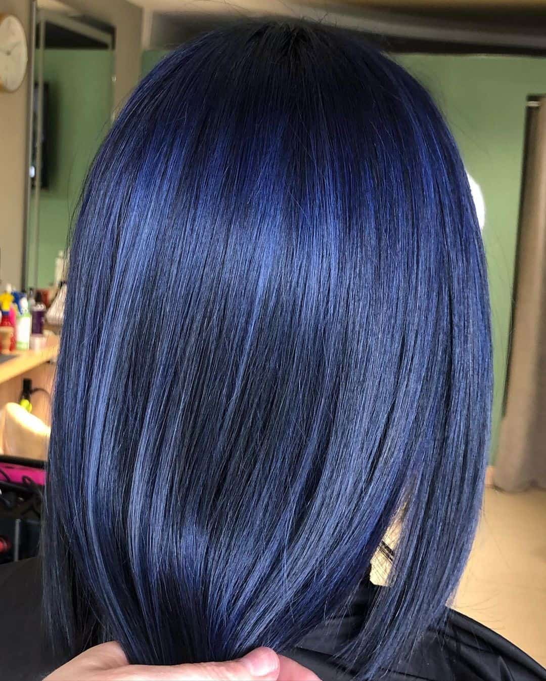 Straight & Silky Black And Blue Hair