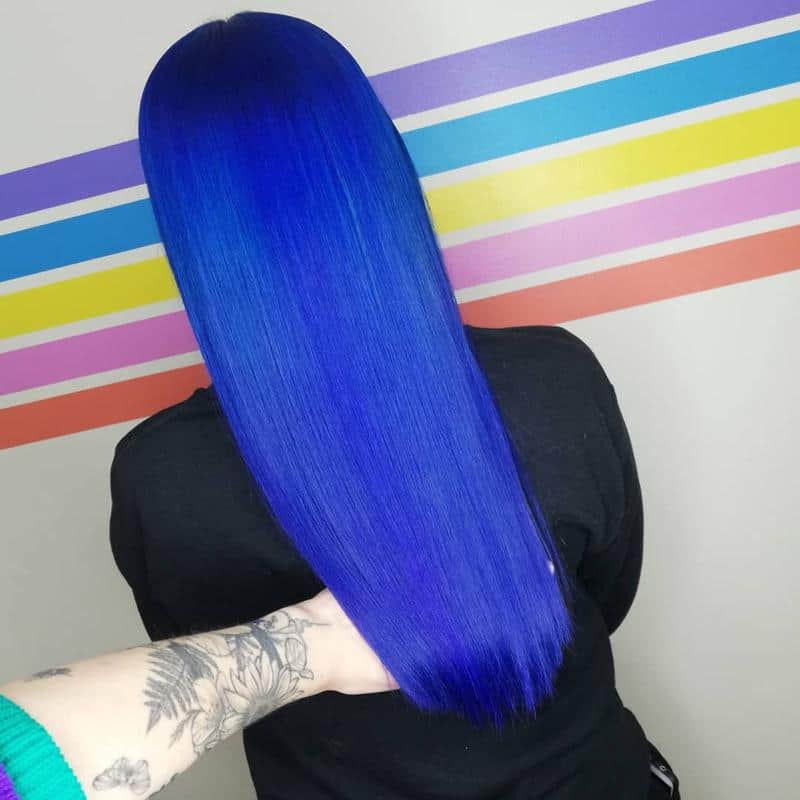 30+ Popular and Eye-Catching Purple and Blue Combination Hairstyles 31 Straight Electric Blue Bliss 1