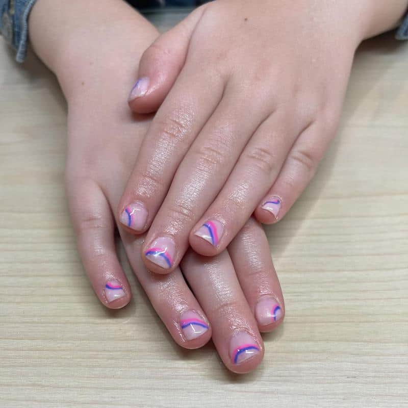 100+ Best Cute Nail Ideas for Kids (2023 Update) 72 Stripes Nails for Kids 1