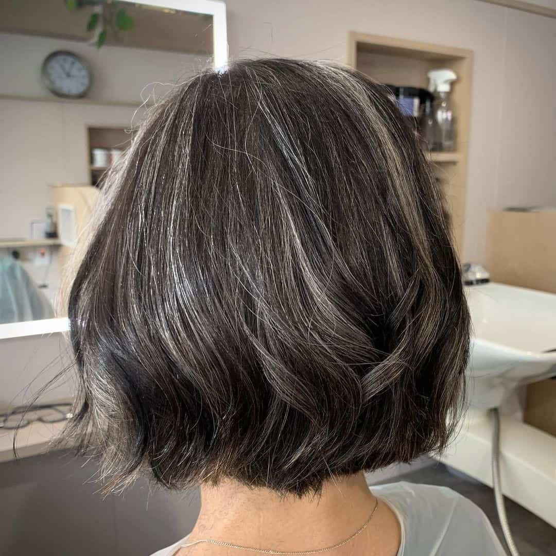 Subtle Silver Highlights on Greying Black Hair