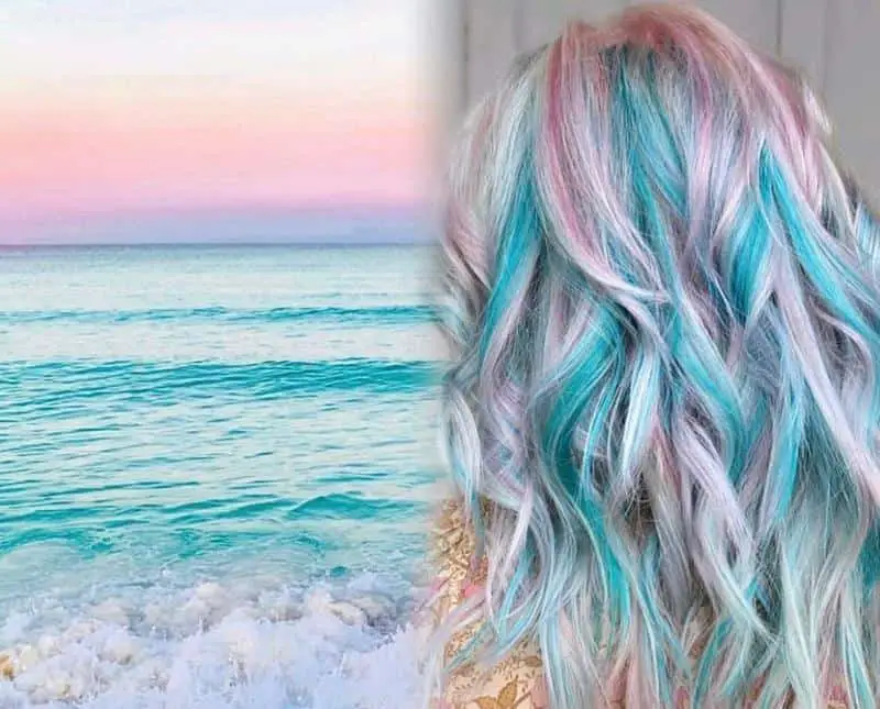 30+ Popular and Eye-Catching Purple and Blue Combination Hairstyles 19 Sunset on a Beach Hairstyle