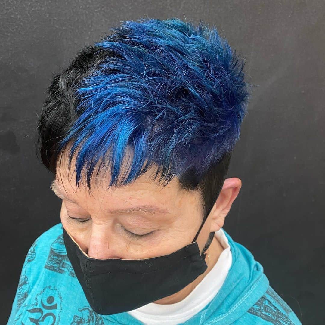 Super Short Black And Blue Hair