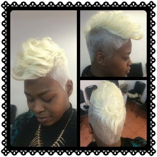 50+ Short Hairstyles For Black Women: 2022 Favorite Looks 37 Tapered Platinum Cut with Feathered Crown 3
