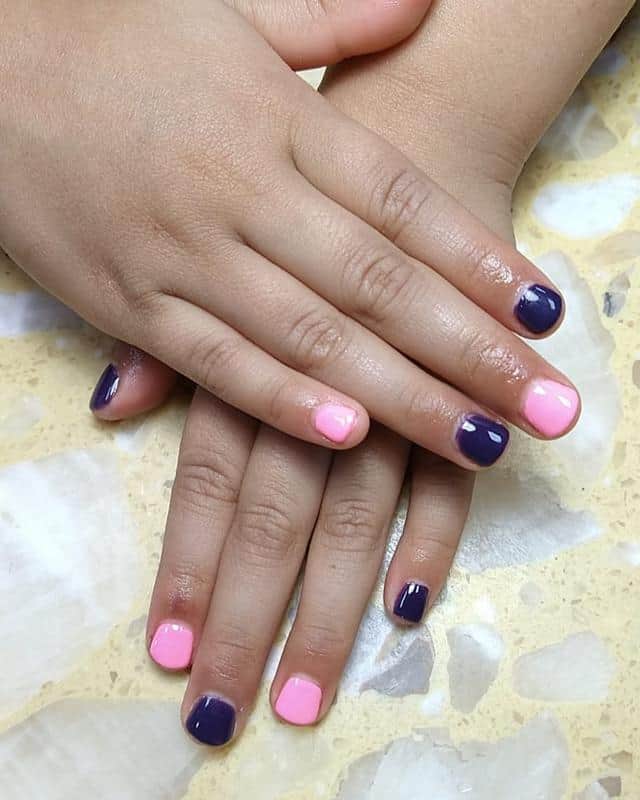 100+ Best Cute Nail Ideas for Kids (2023 Update) 13 Two Tone Nails for Kids 1