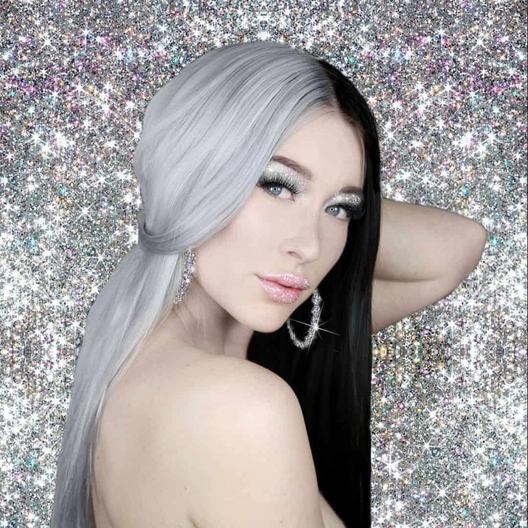 30+ Gorgeous Grey and Silver Highlights on Black Hair (2023 Update) 23 Two-Tone Silver and Black