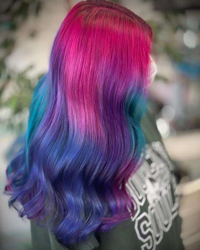 30+ Popular and Eye-Catching Purple and Blue Combination Hairstyles 23 Unicorn Hair
