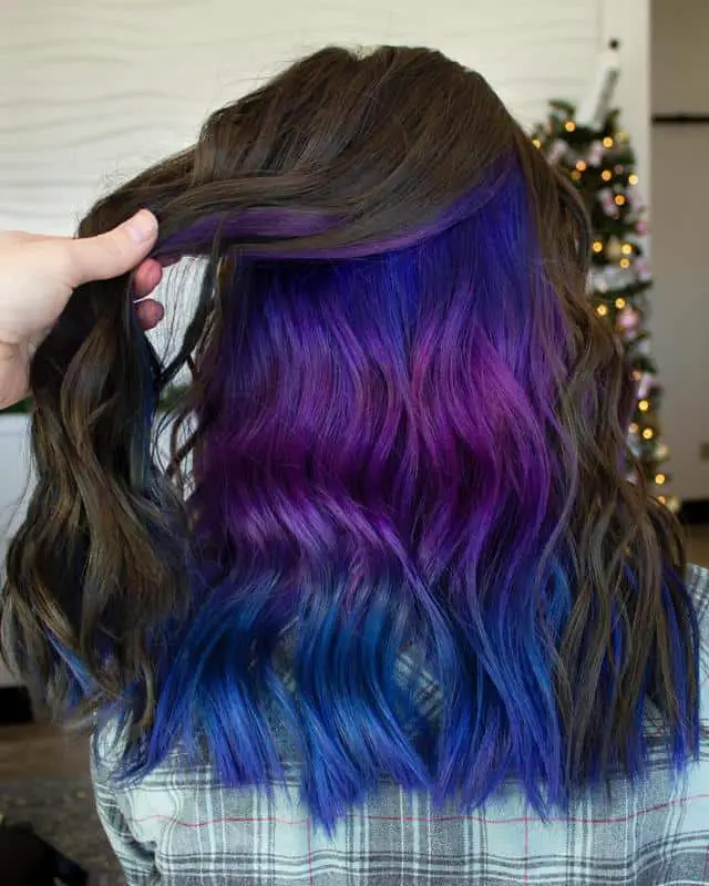 30+ Popular and Eye-Catching Purple and Blue Combination Hairstyles 8 Unicorn Surprise