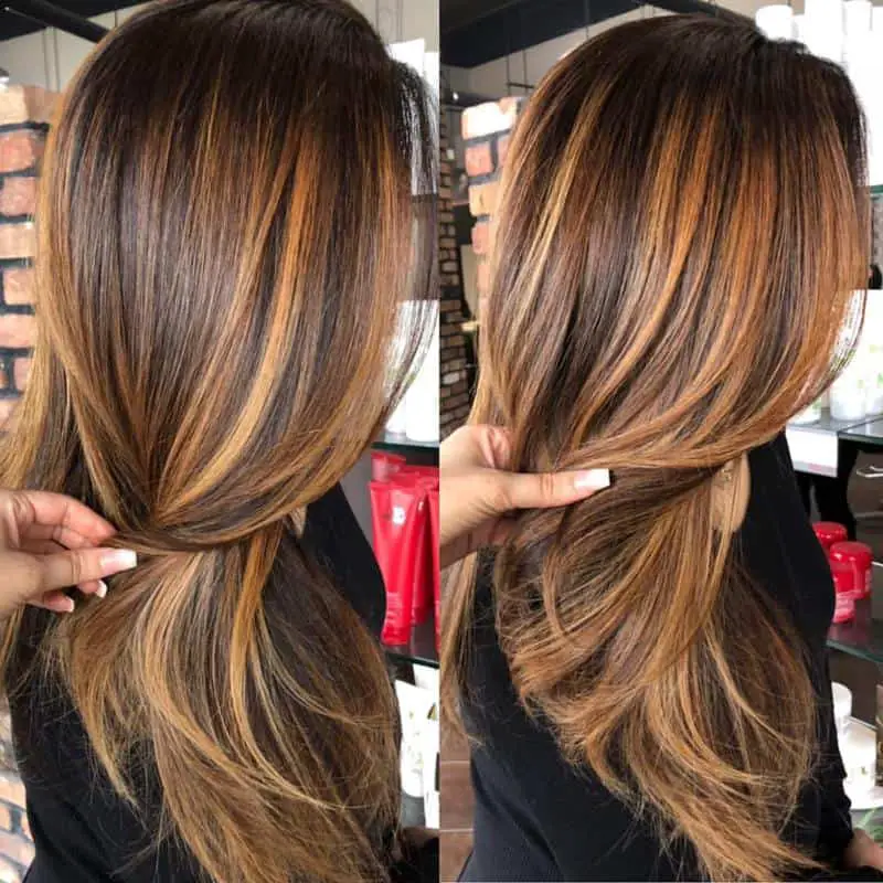 Well-Blended Caramel Highlight On Brown Hair 3