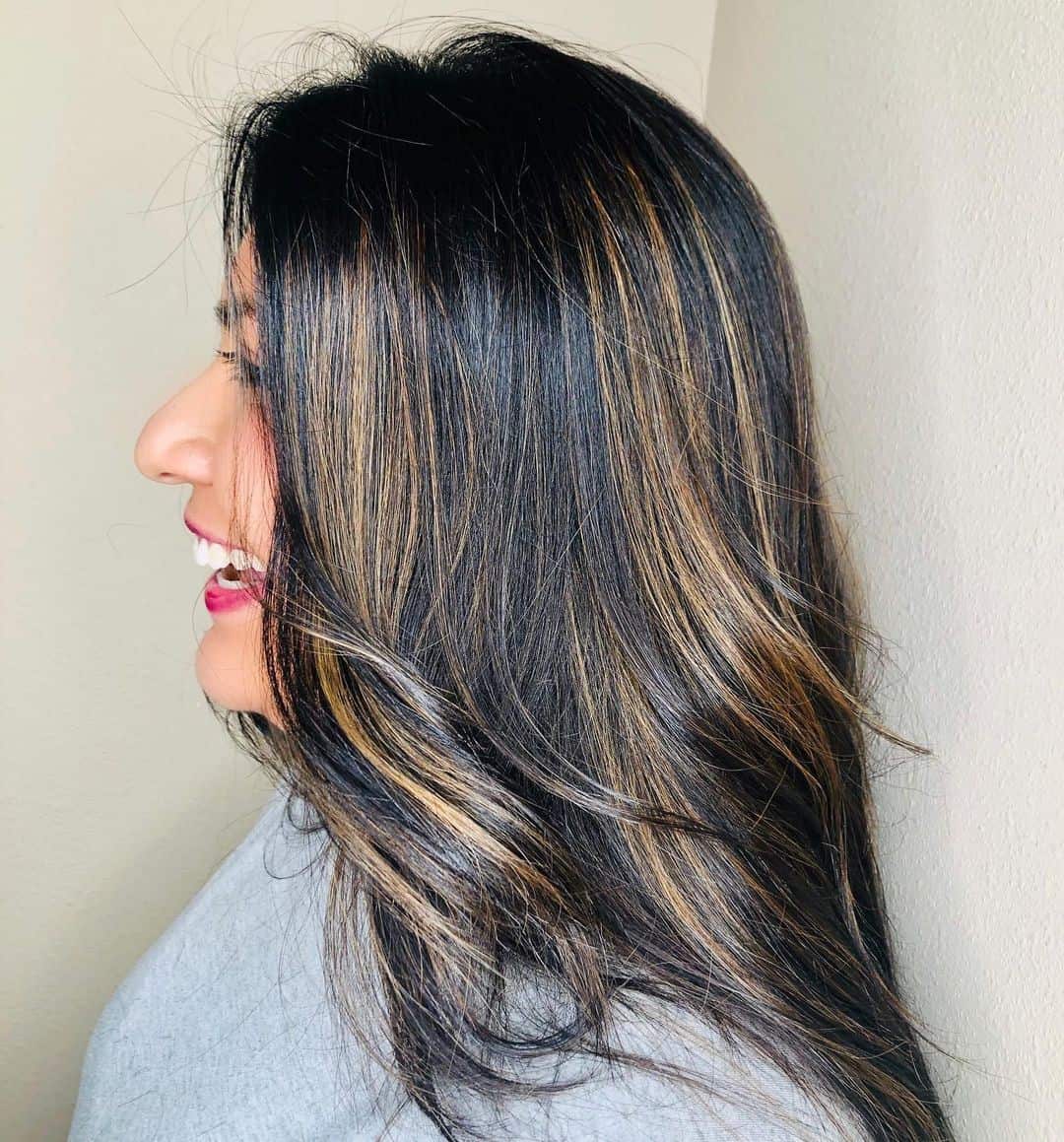 Yellow Strands Balayage For Dark Hair