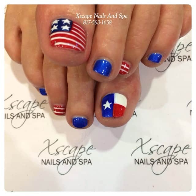 4th of July Toe Nail Designs