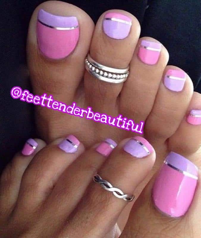 30 Magnificent Toe Nail Designs for Your Ideal Look (2023 Update) 12 Alternative French Manicure: Pink and Purple