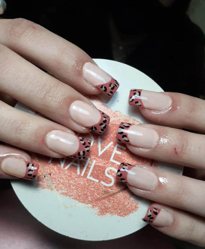 60 Elegant French Tip Nail For A Super Trendy Manicure (2023 Update) 60 Animal Print French Nail Design 4