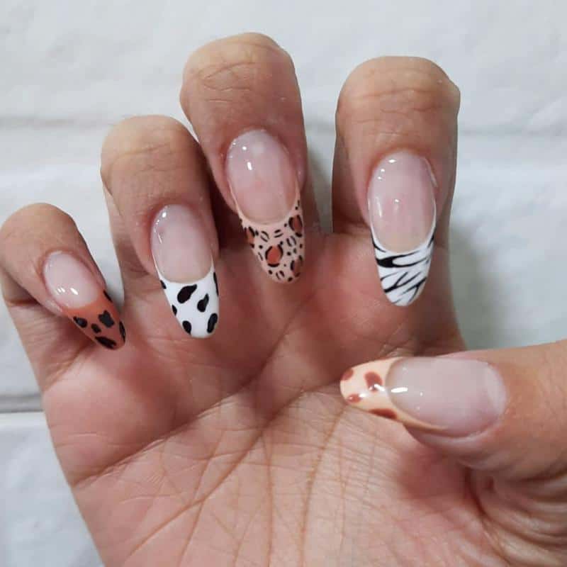 Animal Print French Nail Design 5