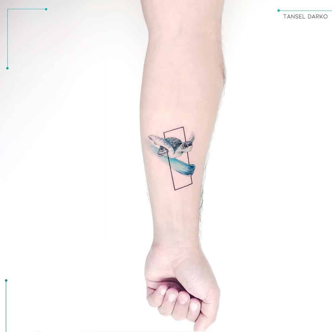 Artsy & Geometrical Sea Turtle Tattoo 