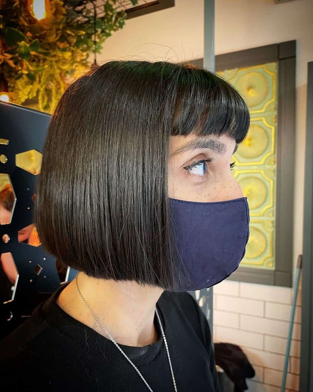 Black Bob Short Fringe Hairstyle