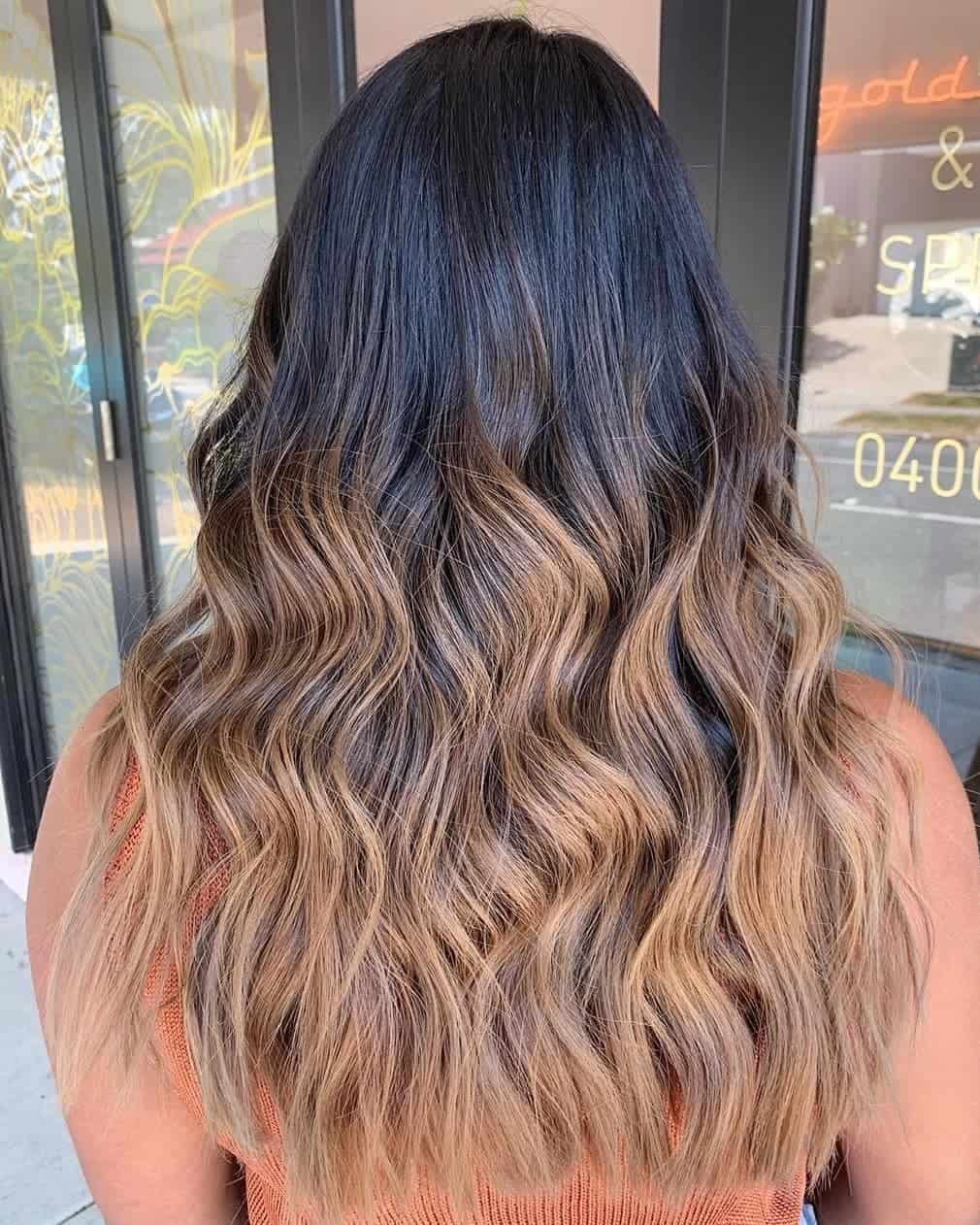 Black Hair With Yellow Blonde Ombre 