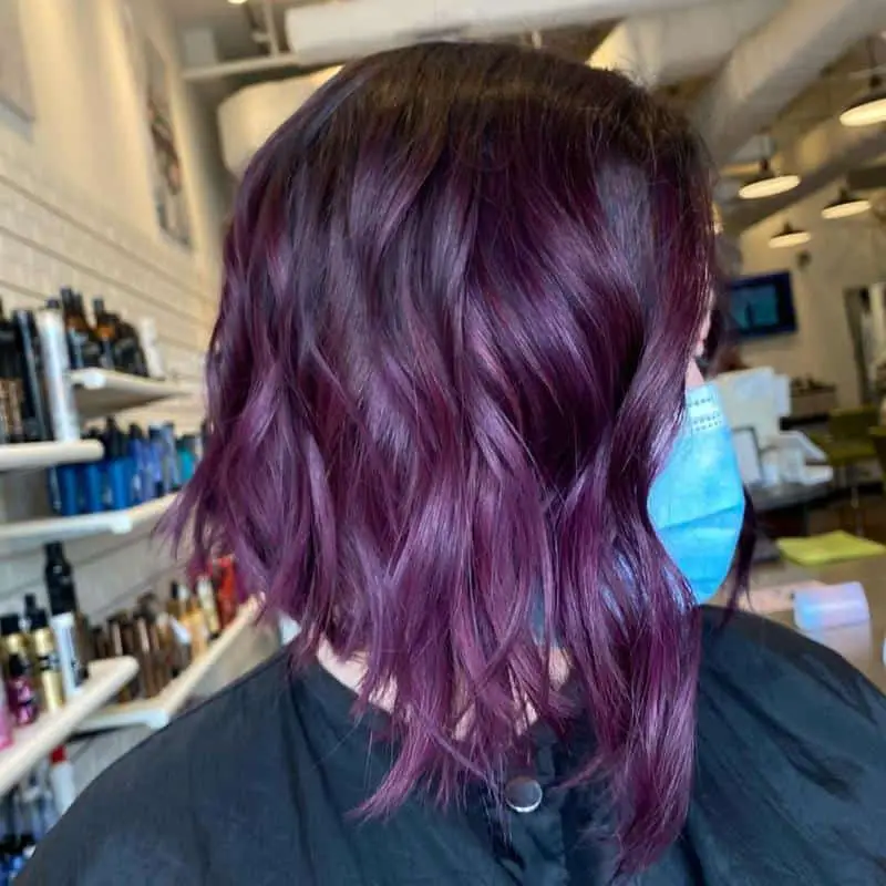 40+ Amazing Purple Highlights On Black Hair Ideas (2023 Update) 9 Black-Purple Bob Hair 2