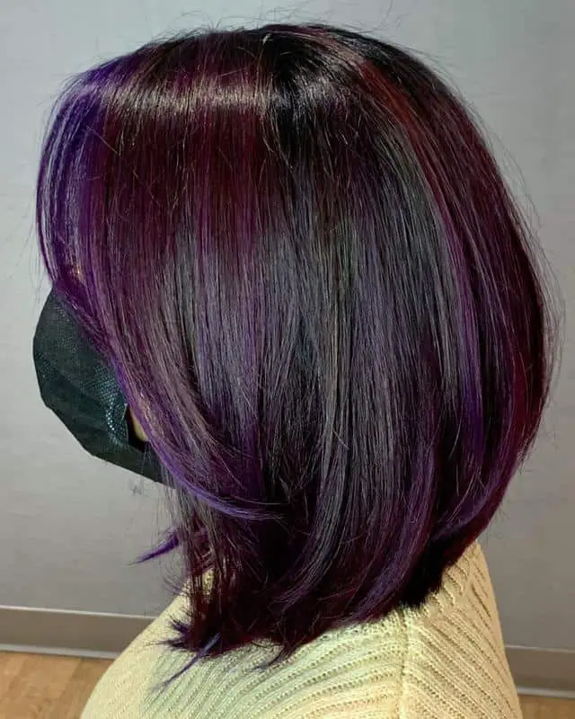 40+ Amazing Purple Highlights On Black Hair Ideas (2023 Update) 10 Black-Purple Bob Hair 3