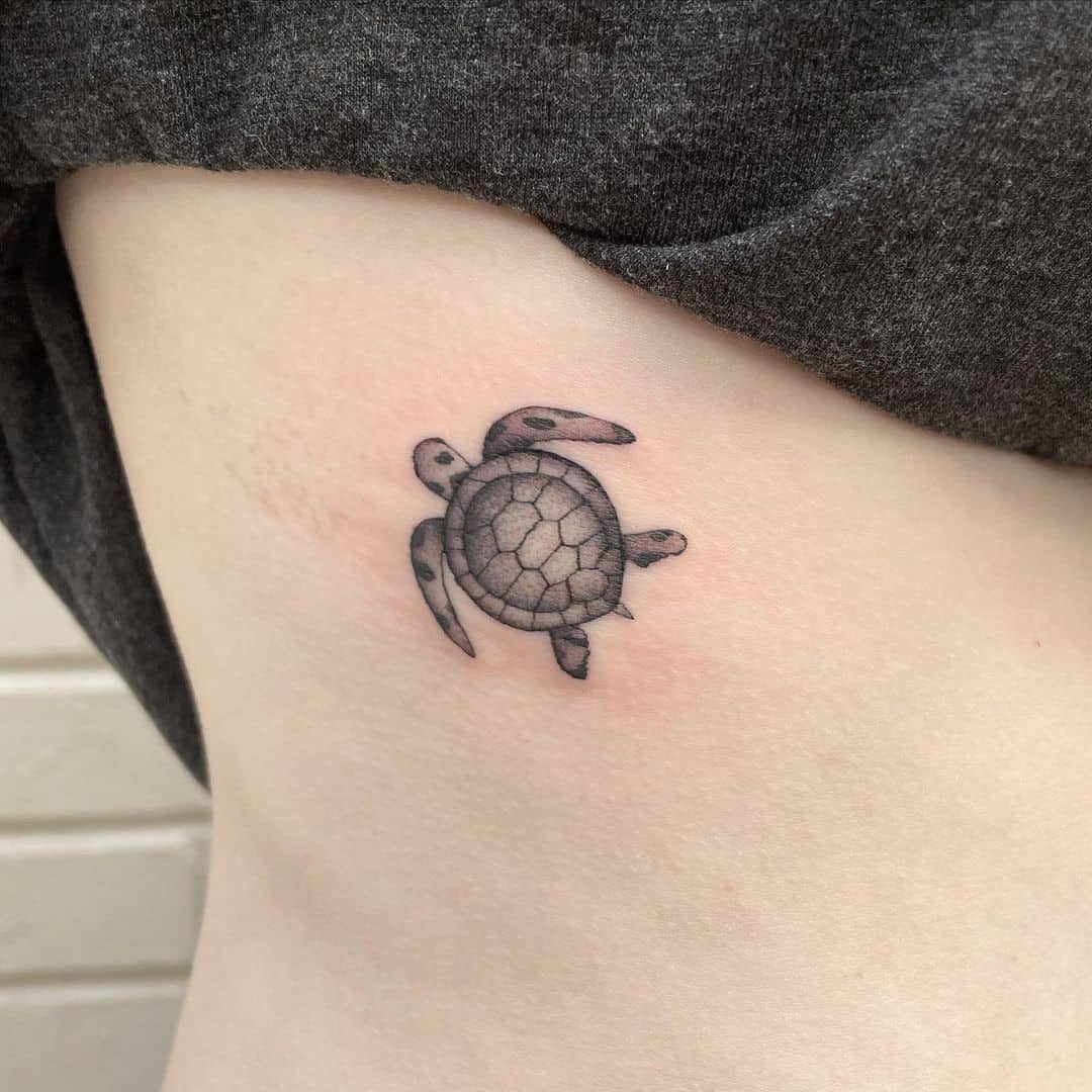Black Small Sea Turtle Tattoo
