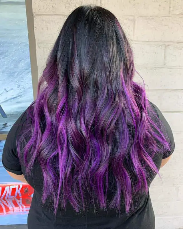 40+ Amazing Purple Highlights On Black Hair Ideas (2023 Update) 31 Black To Purple Balayage 3