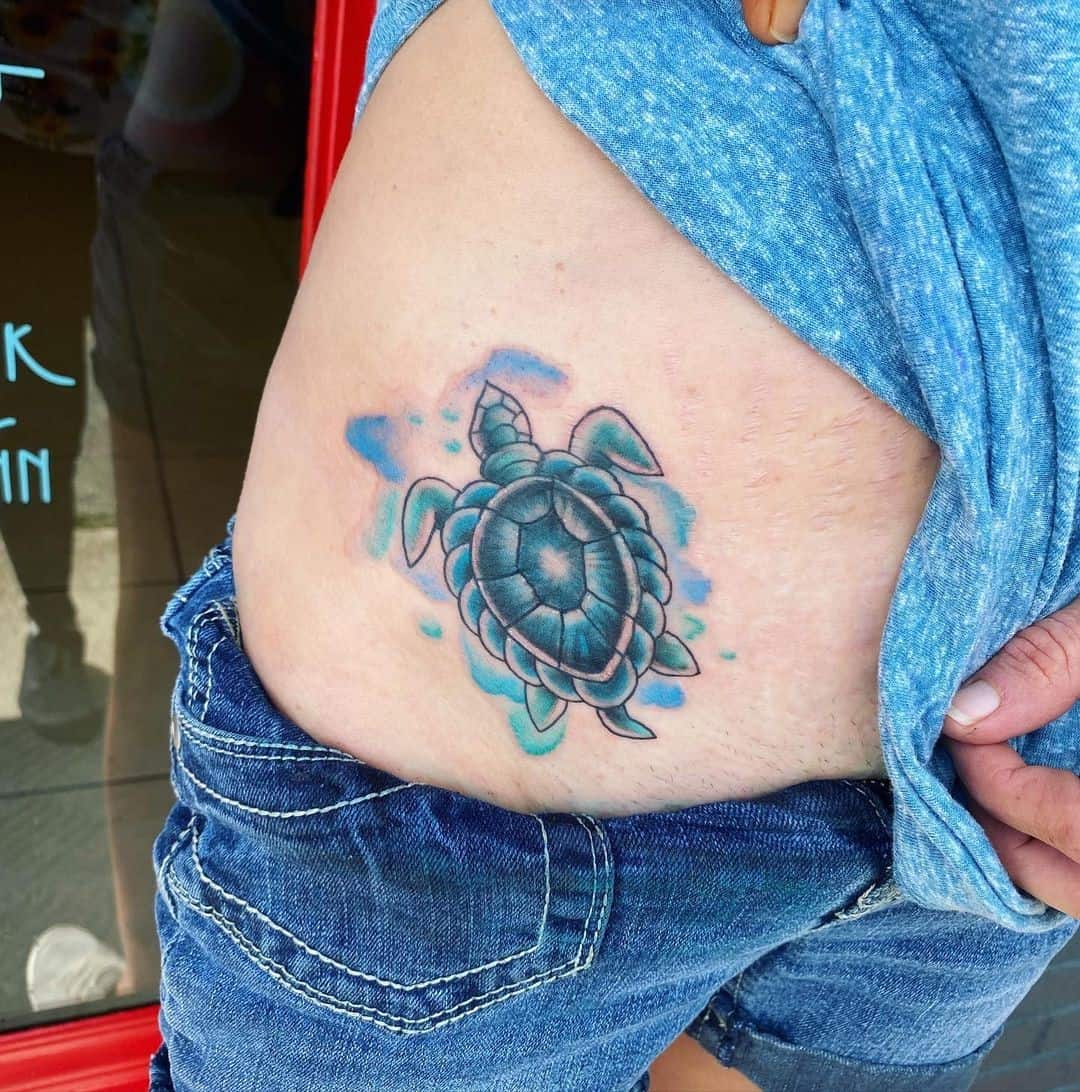 Blue Sea Turtle Tattoo 