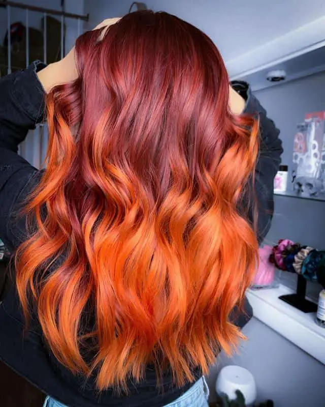 70+ Red Hairstyle With Highlights, Lowlights and Balayage (2023 Update) 46 Bright Red Ombre