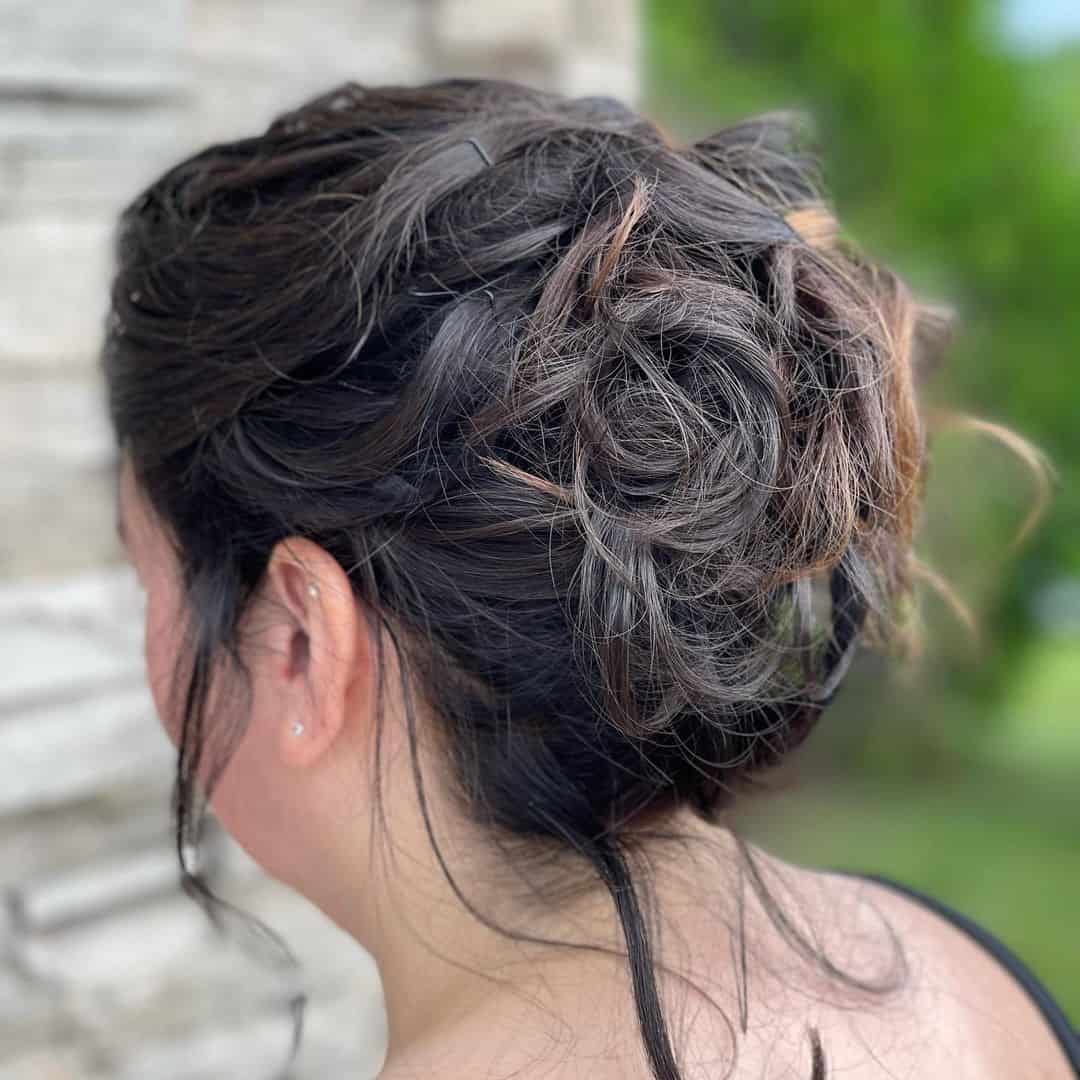 Brown Hair Updo For Round Faces 