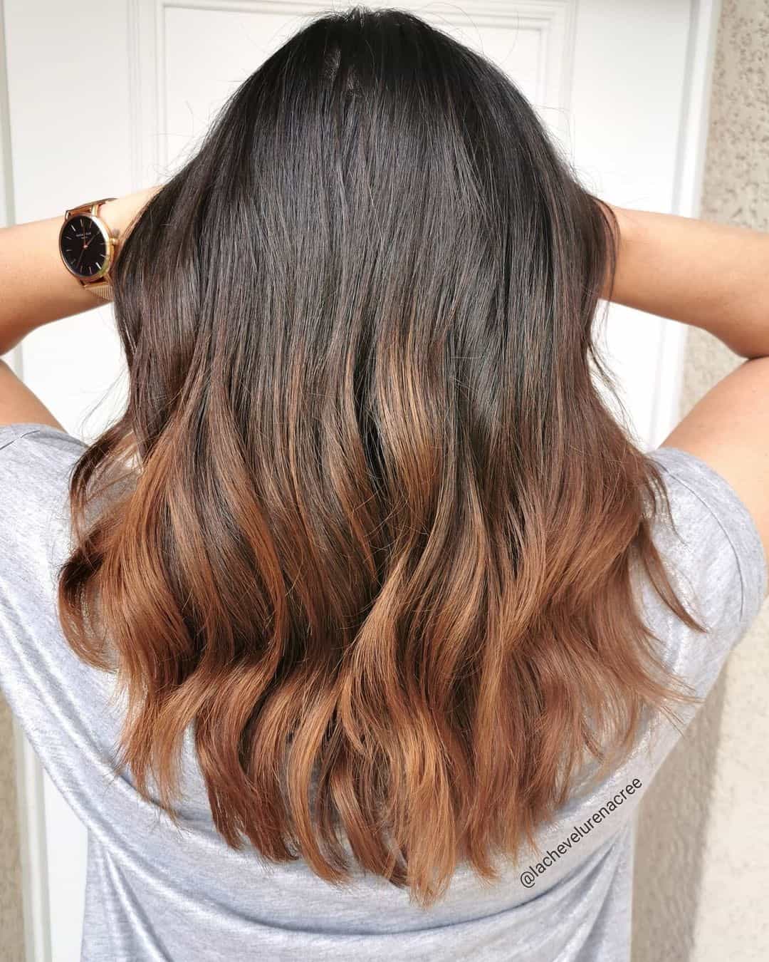 Brown Hair With Copper Elements Ombre Look 