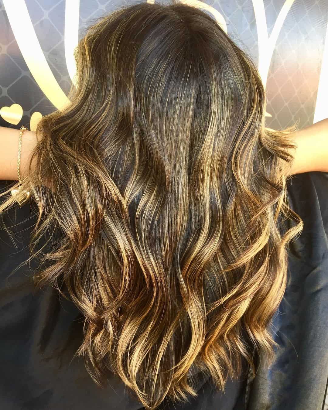 Brown Hair With Yellow Highlights Colored Look 
