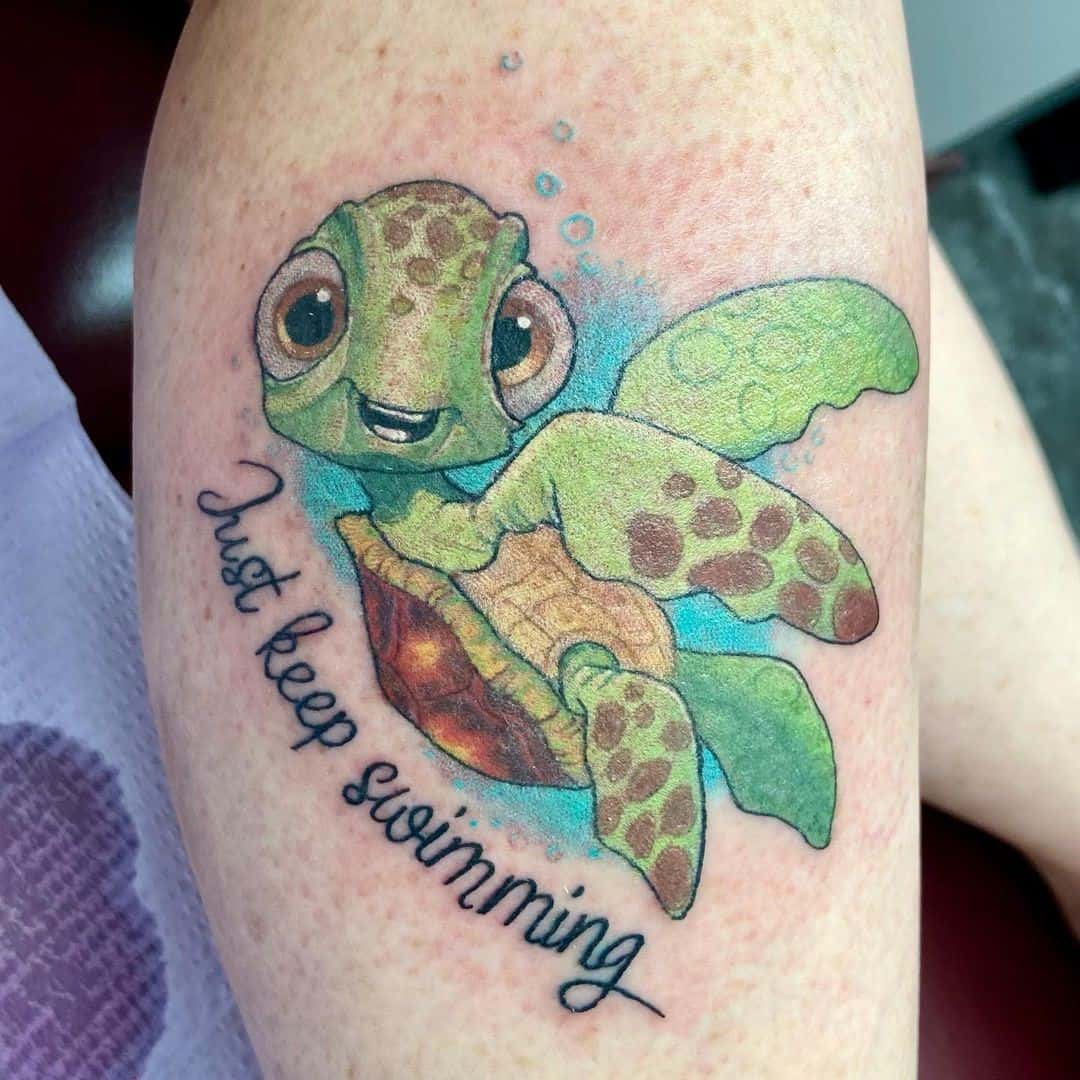 Cartoon Sea Turtle Tattoo 