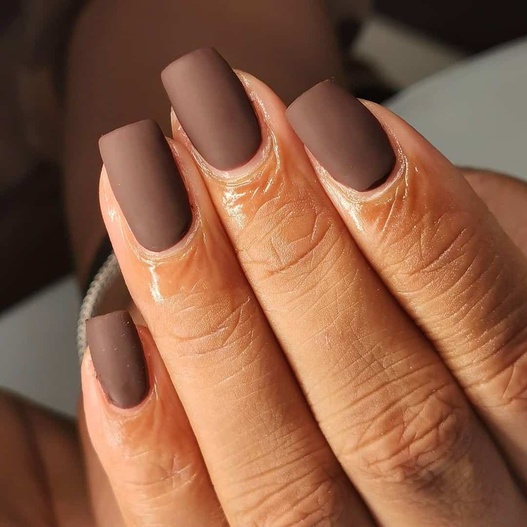 Chocolate Brown Matte Nails 