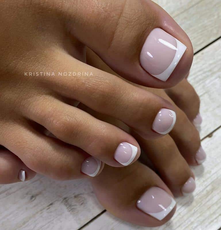 Classic French Toe Nails Design