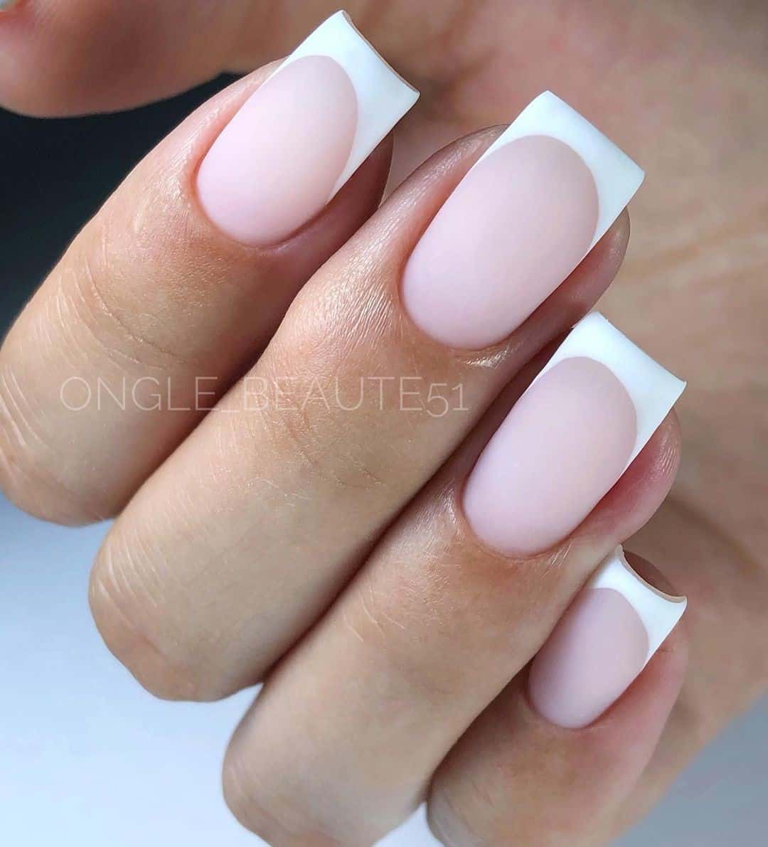 Classy French Manicure Matte Design 