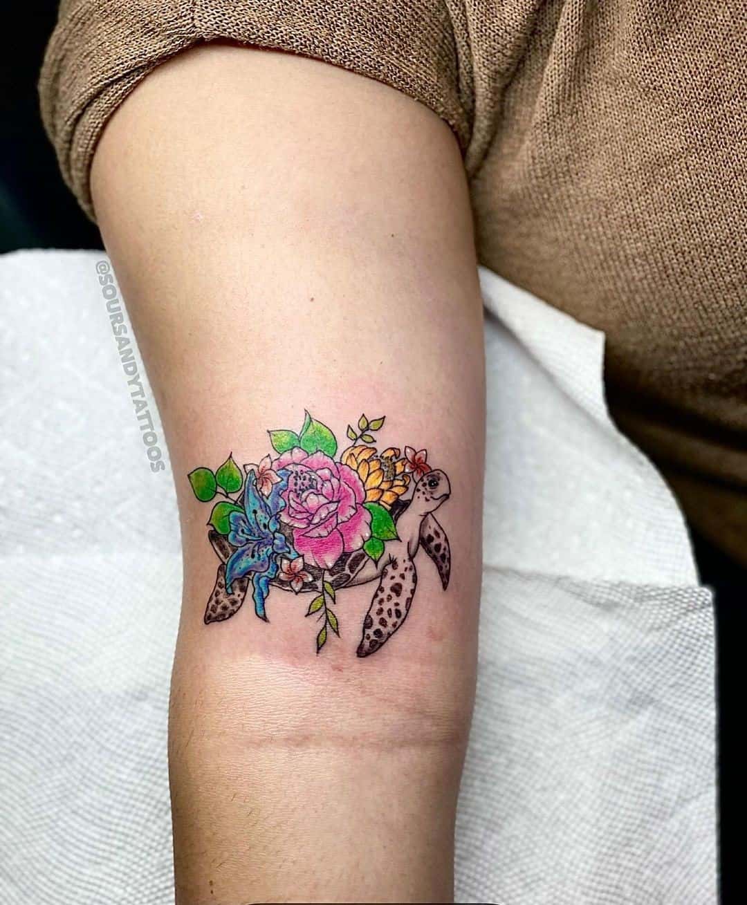 Colorful Sea Turtle Tattoo 